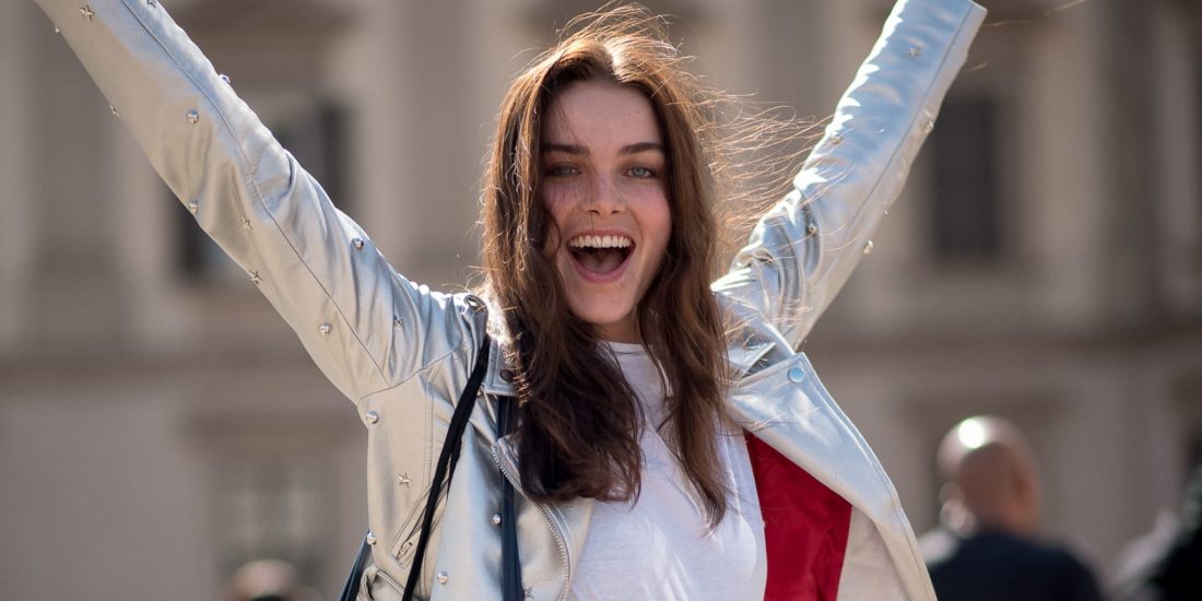 Model Sanne De Roo Genny Milan Fashion Week Women's SS18